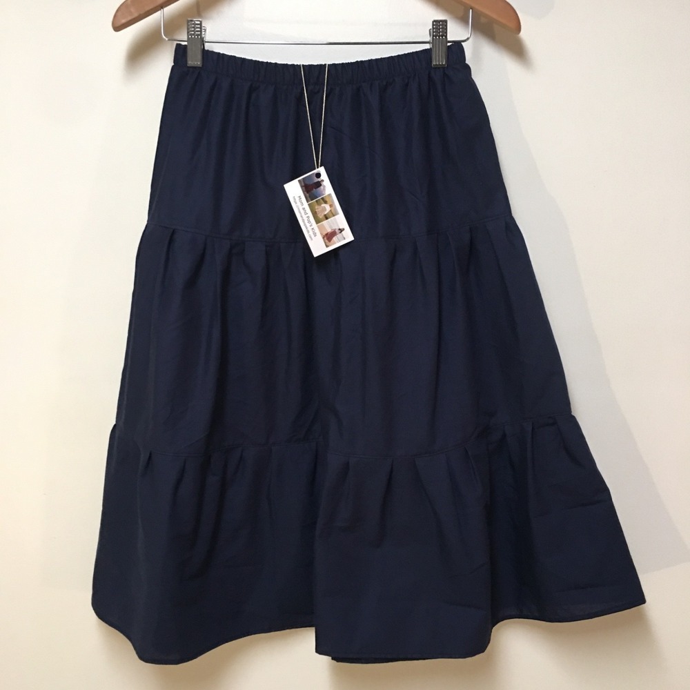 Skirt ORGANIC Girls 14/16 Midi Navy Blue Ruffle Tiered Cotton Mom and Pop's Kids